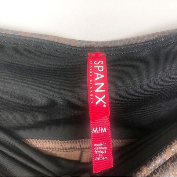 SPANX | Faux Leather Snakeskin Print Brown & Black Leggings Women’s Size Medium - Picture 10 of 11